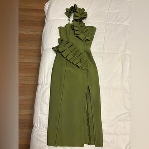 Green Ruffle Midi Dress